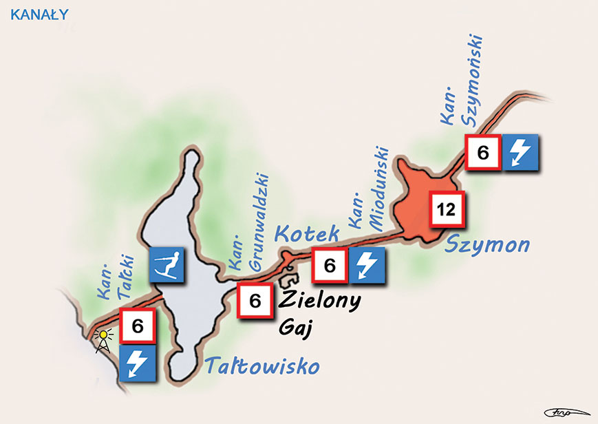 Poradnik - motorowodne Mazury - kanały między jeziorami Szymoneckie i Tałty